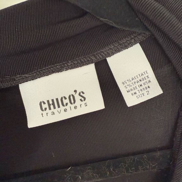 Chico’s Travelers Women’s 2 Black Slinky Jacket Stretchy - Picture 2 of 4
